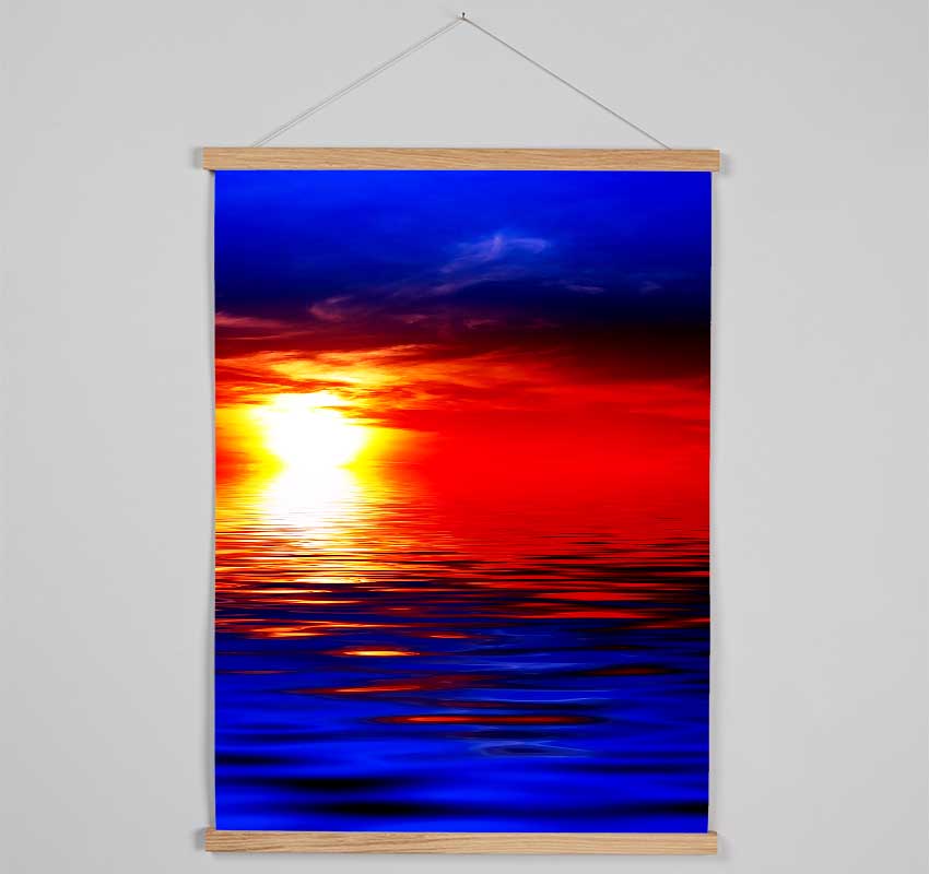 Electric Blue Ocean Sunset Hanging Poster - Wallart-Direct UK