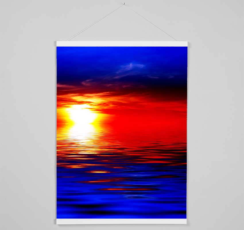 Electric Blue Ocean Sunset Hanging Poster - Wallart-Direct UK