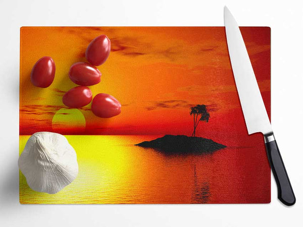 Stunning Golden Sunset Glass Chopping Board