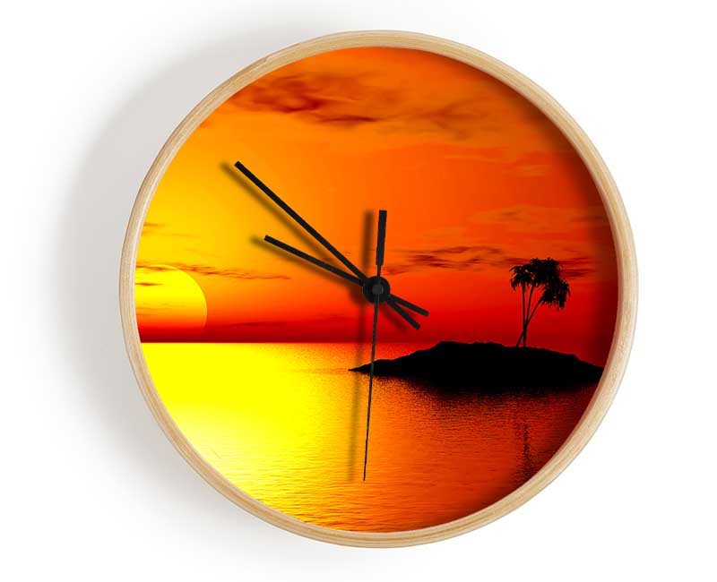 Stunning Golden Sunset Clock - Wallart-Direct UK