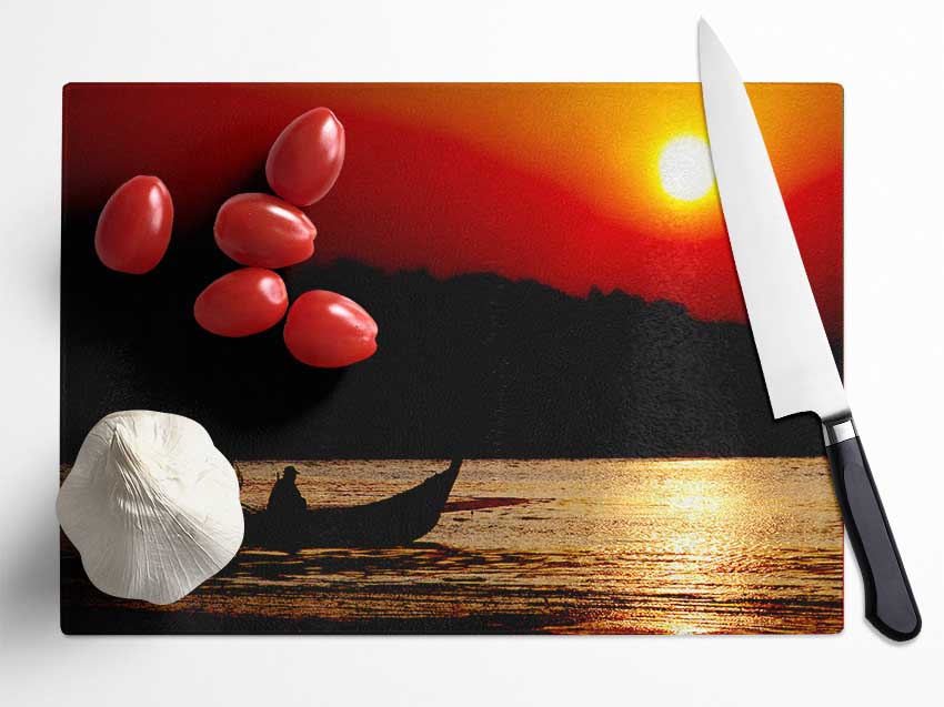 Fishing Under The Ocean Sun Glass Chopping Board