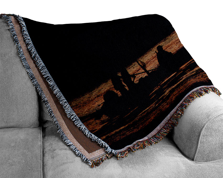 Fishing Under The Ocean Sun Woven Blanket