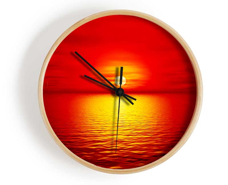 Red Skies Over The Golden Ocean Clock - Wallart-Direct UK