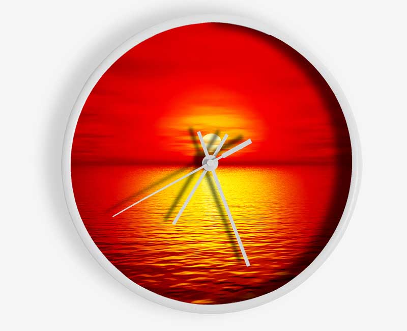 Red Skies Over The Golden Ocean Clock - Wallart-Direct UK