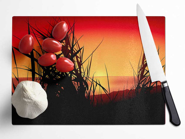 The Sunset Reeds Glass Chopping Board