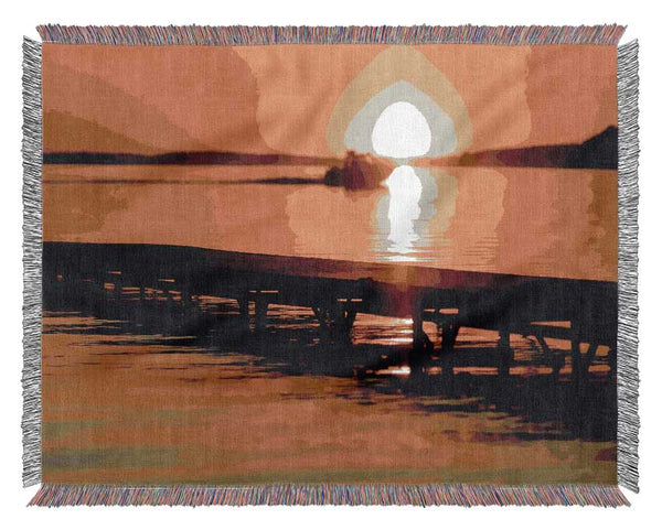 Peach Sunset Jetty Woven Blanket