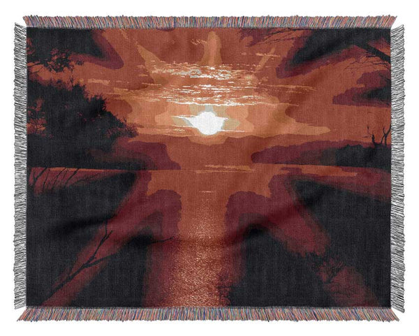 Red Sun Rays Woven Blanket