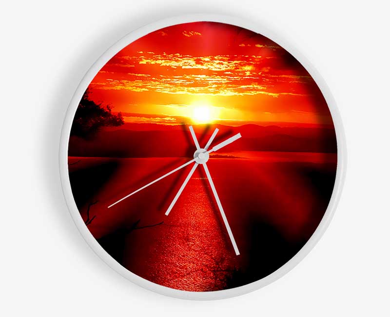 Red Sun Rays Clock - Wallart-Direct UK