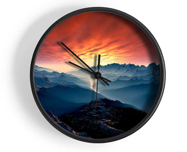 Stunning Snow Peaked Mountains At First Light Clock - Wallart-Direct UK