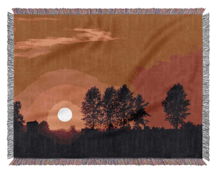 Orange Tree Horizon Woven Blanket