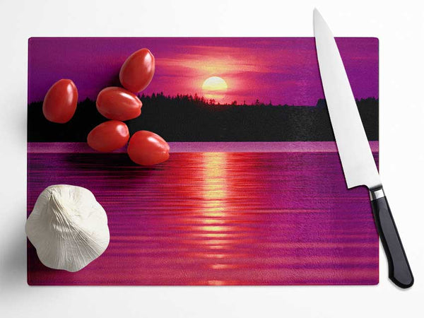 Pink Lake Reflections Glass Chopping Board