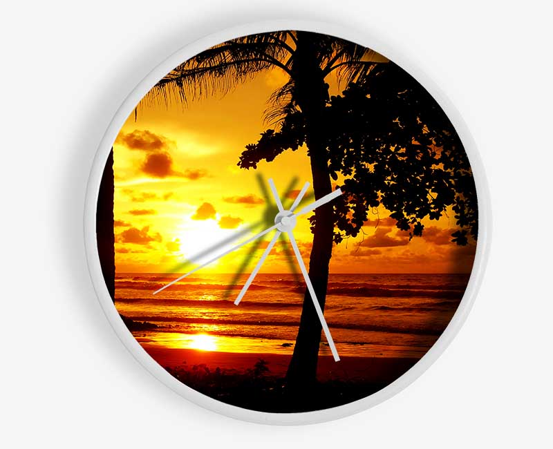 Sun Reflections Over The Beach Clock - Wallart-Direct UK