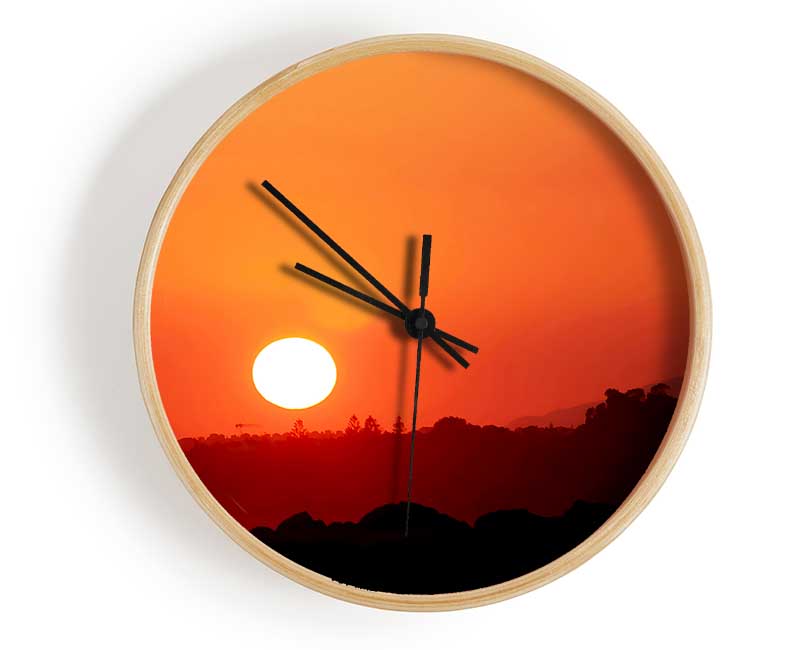 Peach Ocean Sunset Clock - Wallart-Direct UK