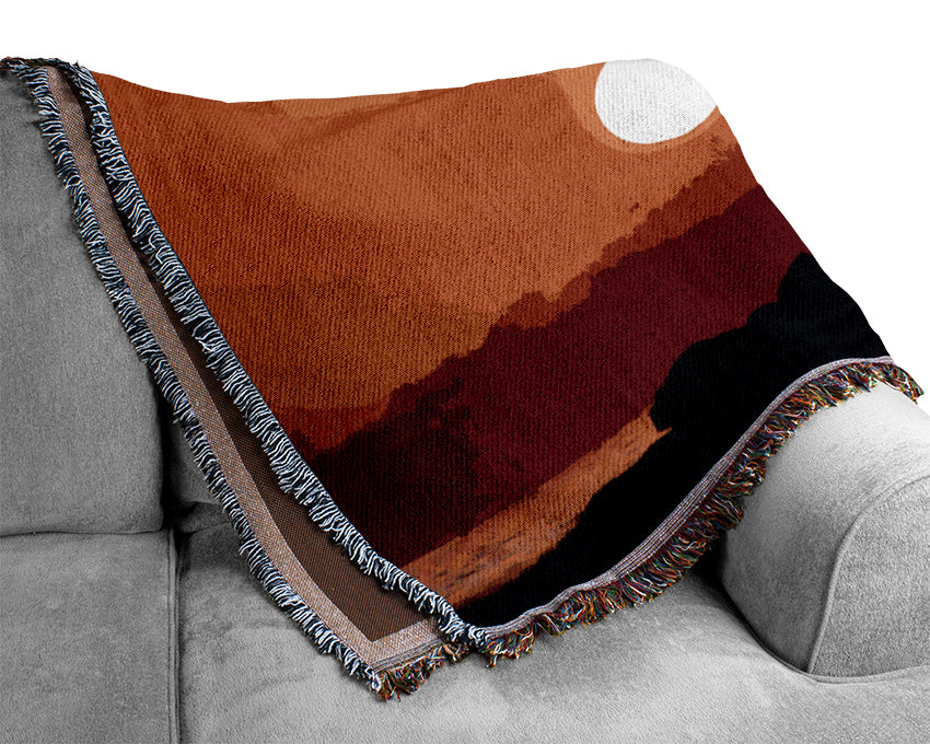 Peach Ocean Sunset Woven Blanket