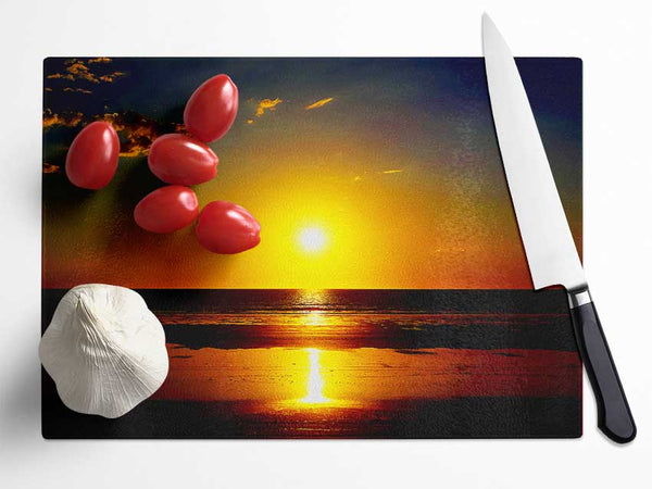 Piercing Yellow Sun Refections Glass Chopping Board