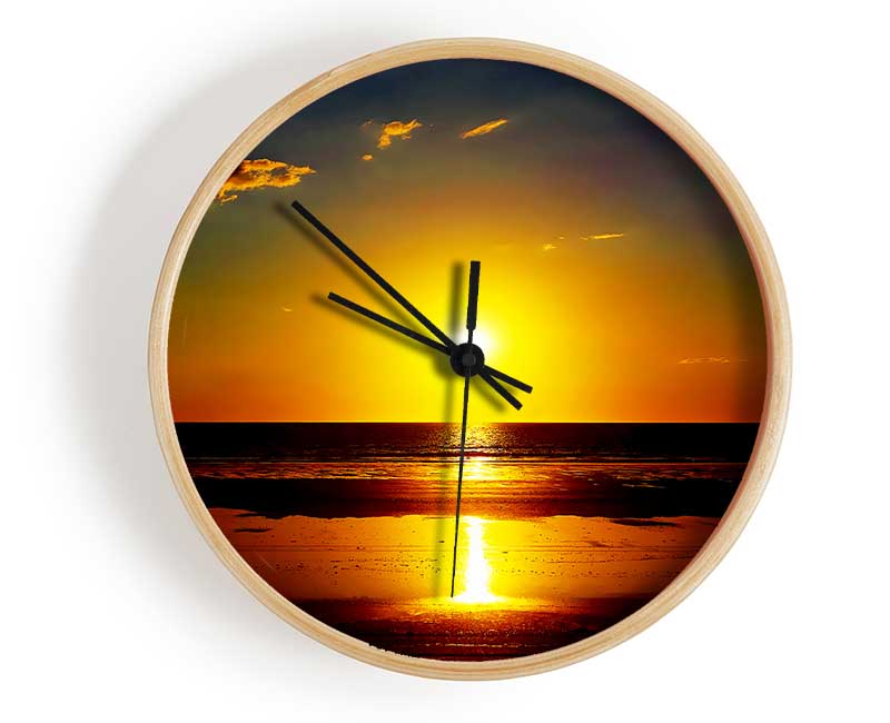 Piercing Yellow Sun Refections Clock - Wallart-Direct UK