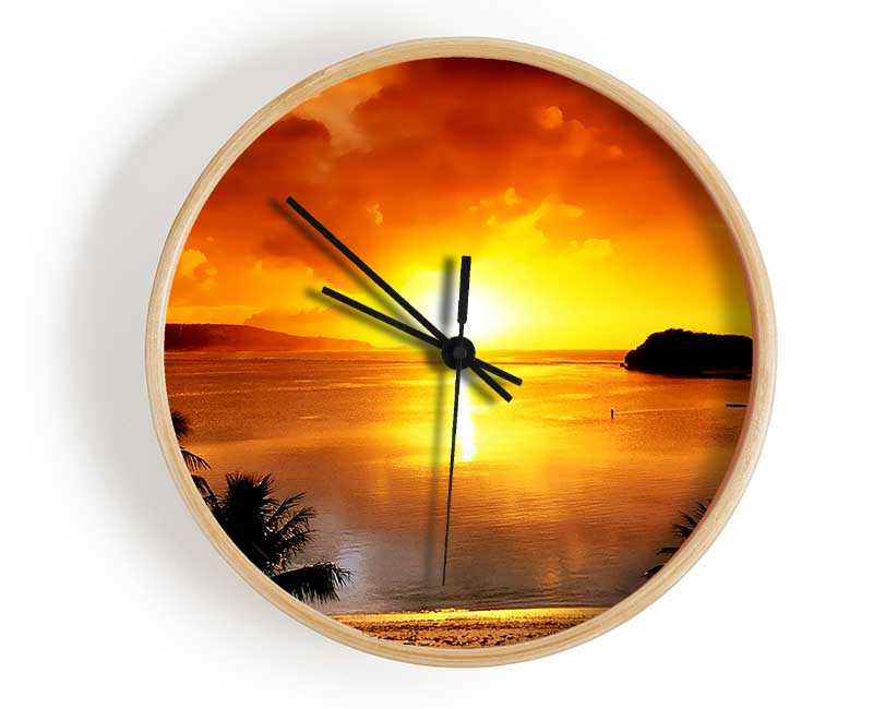 Paradise Sunset Clock - Wallart-Direct UK