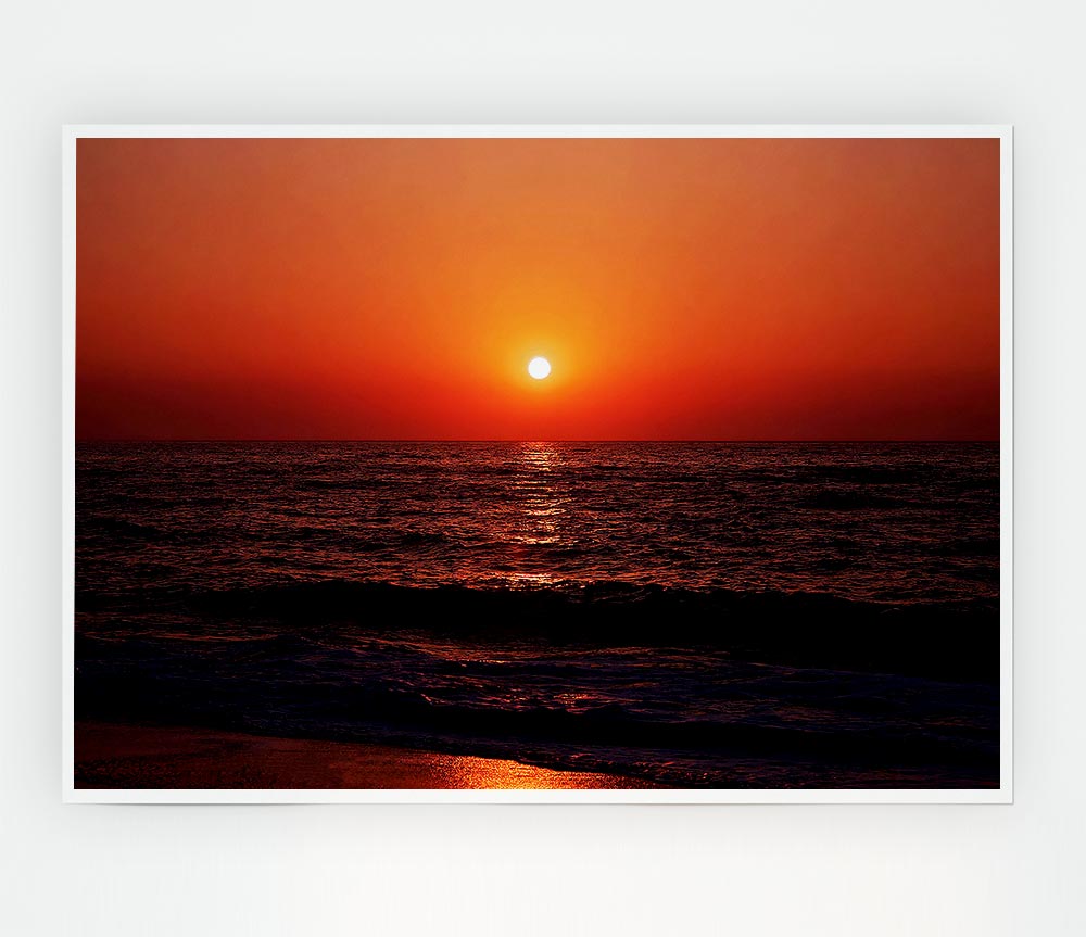 The Oceans Orange Sun Print Poster Wall Art