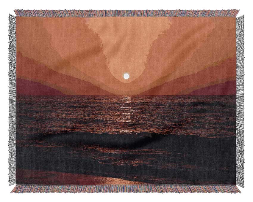 The Oceans Orange Sun Woven Blanket