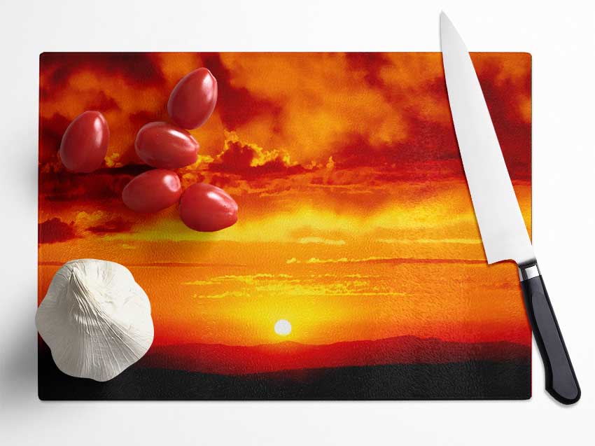 The Morning Sun At Daybreak Glass Chopping Board