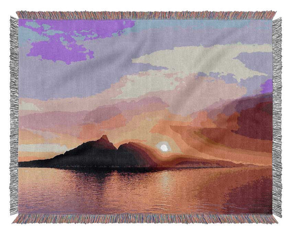 As The Sun Peeps Over The Mountain Ocean Woven Blanket