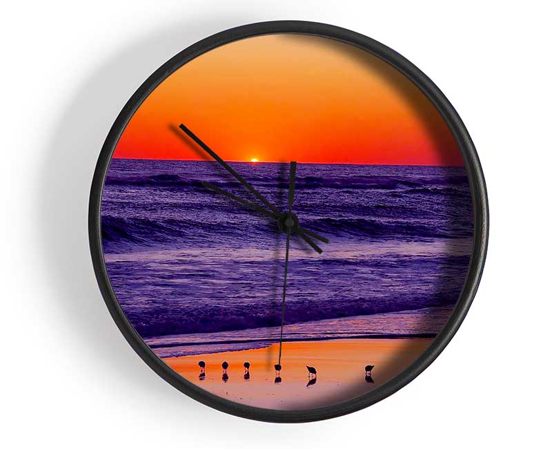 As The Sun Sets Over The Ocean Clock - Wallart-Direct UK