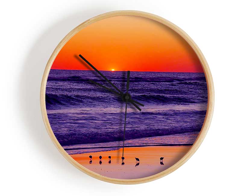 As The Sun Sets Over The Ocean Clock - Wallart-Direct UK