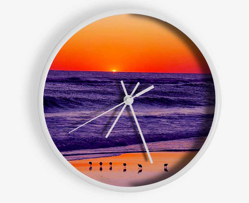 As The Sun Sets Over The Ocean Clock - Wallart-Direct UK