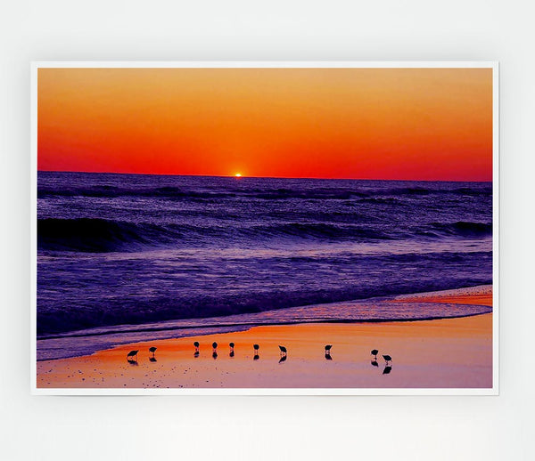 As The Sun Sets Over The Ocean Print Poster Wall Art