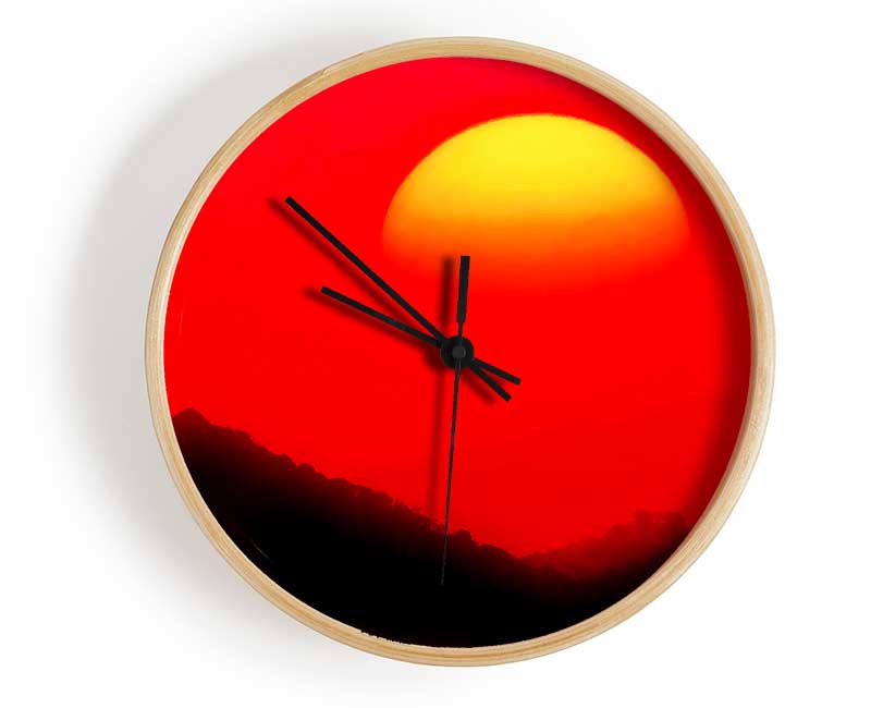 Huge Sun Over The Mountain Tops Red Clock - Wallart-Direct UK