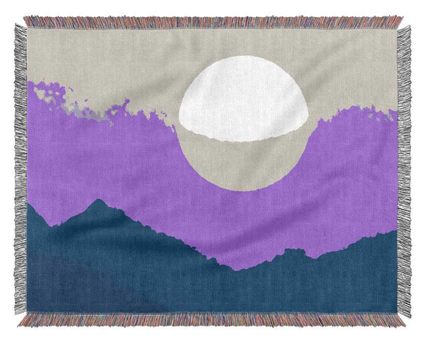 Huge Sun Over The Mountain Tops Purple Woven Blanket