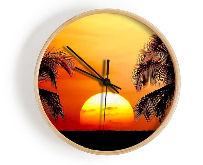 Sun Between The Palmtrees Clock - Wallart-Direct UK