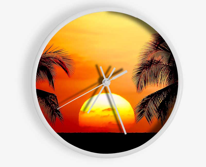 Sun Between The Palmtrees Clock - Wallart-Direct UK