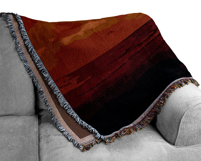 Distant Sunset Ocean Woven Blanket