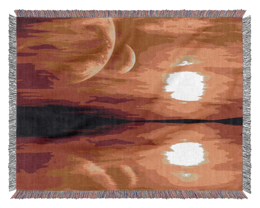 Stunning Planet Sunset Woven Blanket