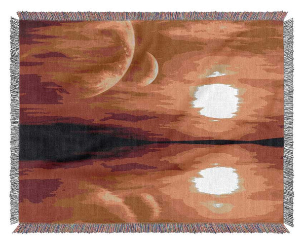 Stunning Planet Sunset Woven Blanket