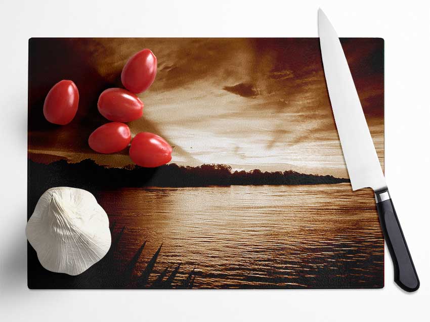 Coco Mountain Lake Glass Chopping Board