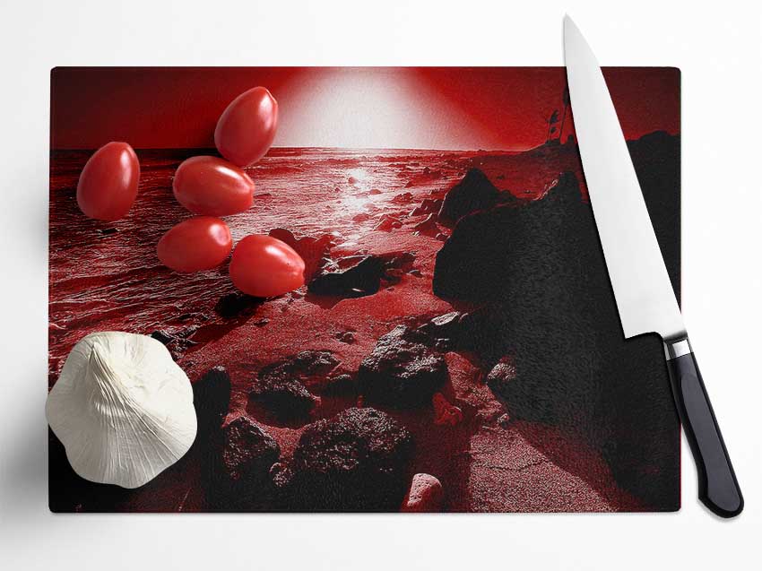 Evening Glow Red Glass Chopping Board