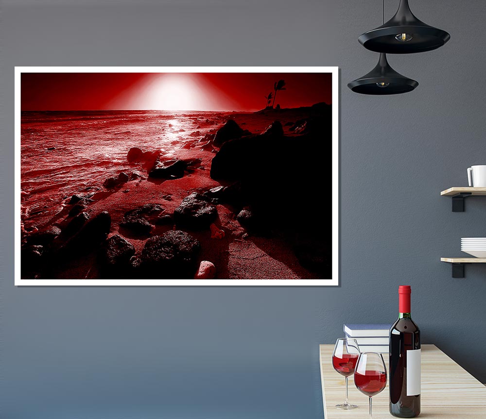 Evening Glow Red Print Poster Wall Art