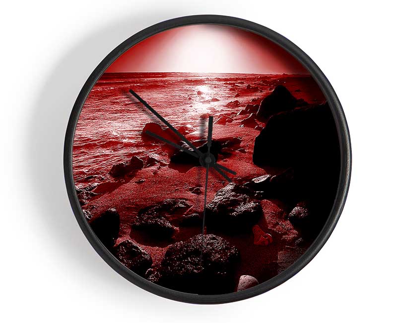 Evening Glow Red Clock - Wallart-Direct UK