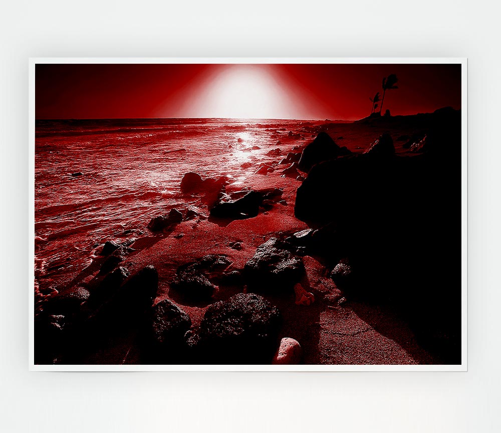 Evening Glow Red Print Poster Wall Art