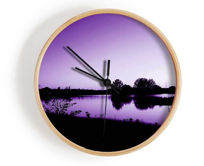 Purple Peaceful Waters Clock - Wallart-Direct UK