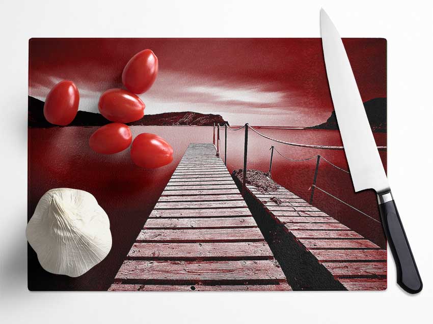 Red Abstract Pier Glass Chopping Board