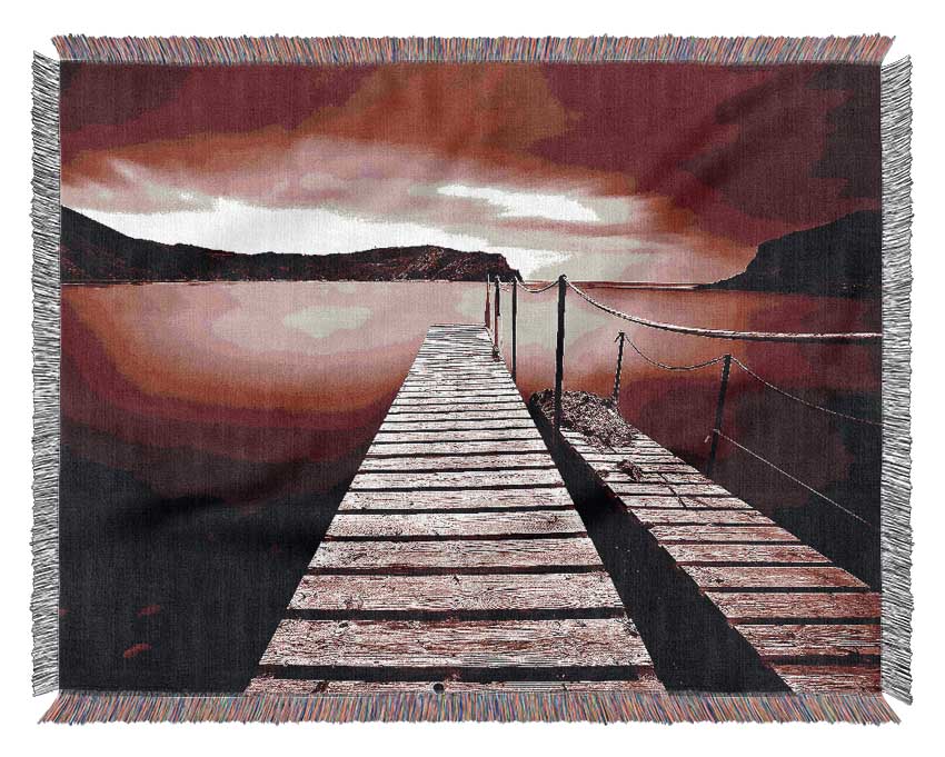 Red Abstract Pier Woven Blanket