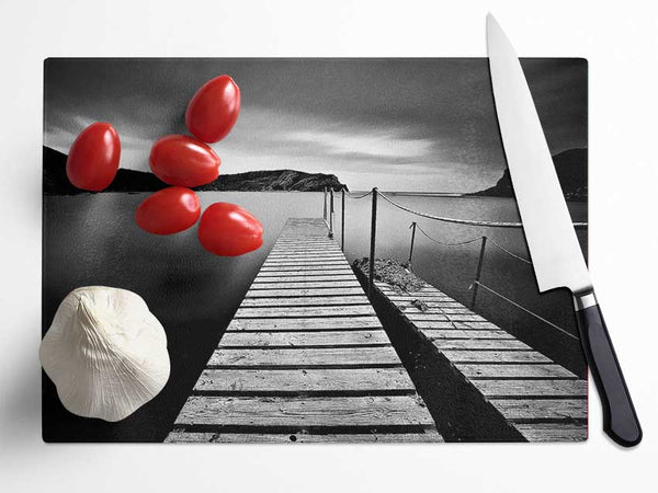 Abstract Pier B n W Glass Chopping Board