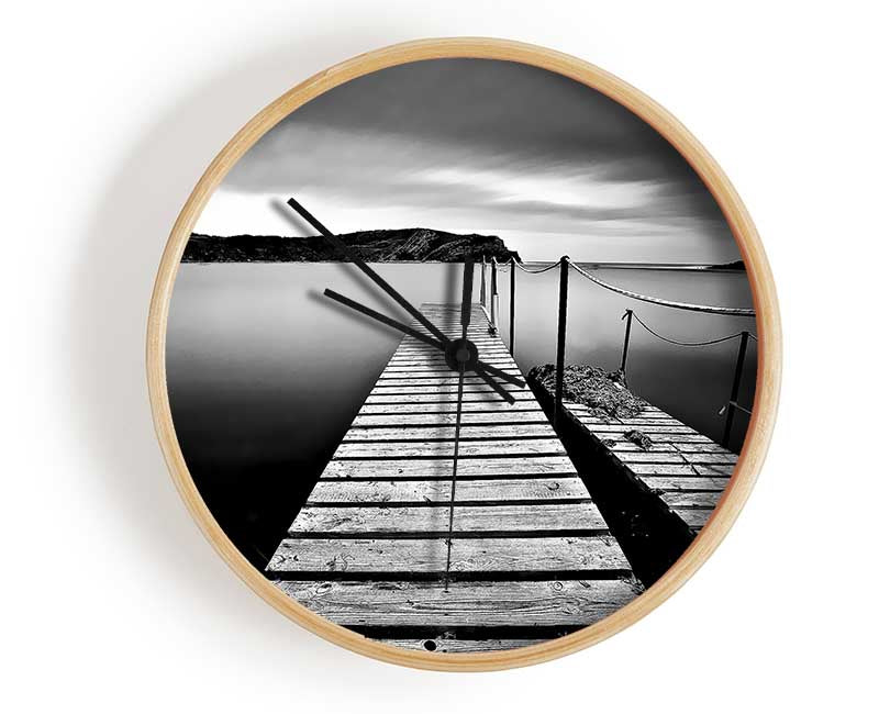 Abstract Pier B n W Clock - Wallart-Direct UK