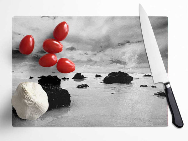 Until The Tide Returns B n W Glass Chopping Board