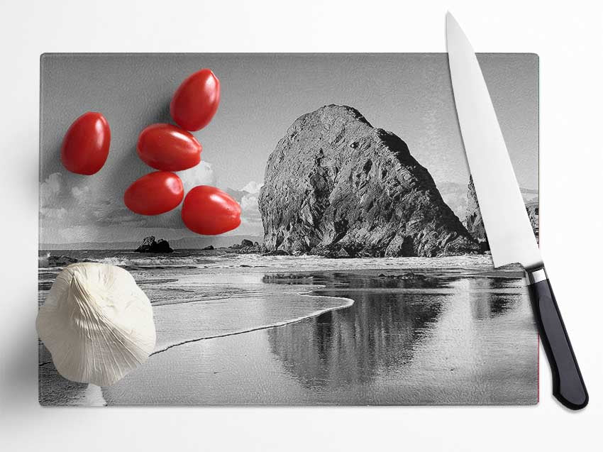 Beach Rocks B n W Glass Chopping Board