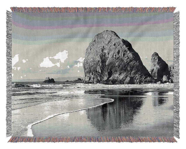 Beach Rocks B n W Woven Blanket