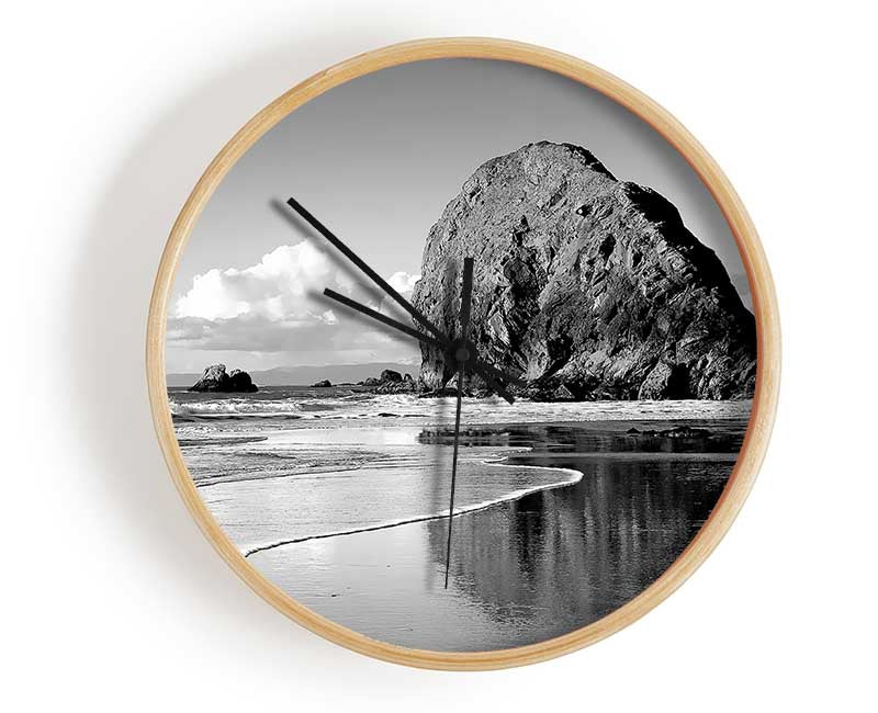 Beach Rocks B n W Clock - Wallart-Direct UK